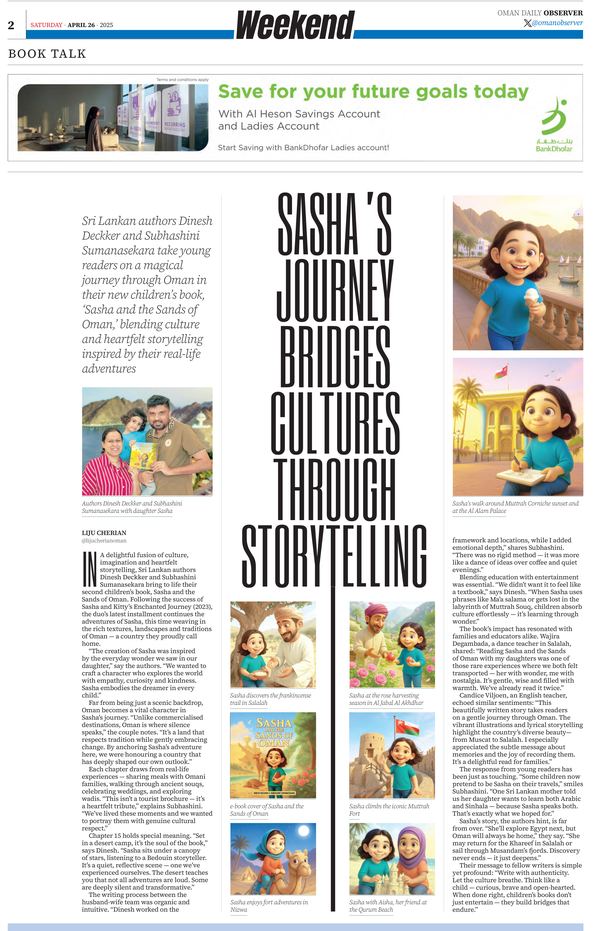 Oman Daily Observer feature: Sasha's Journey Bridges Cultures Through Storytelling